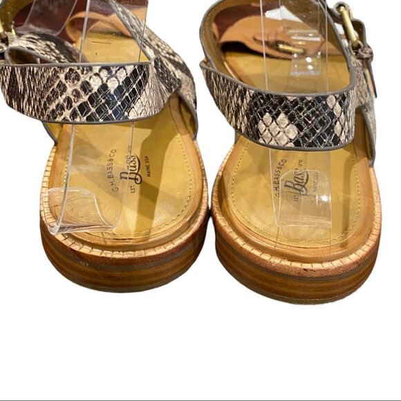 NEW Bass Monica LeatherTan Snake Toe Ring Thong Sandals 11 11M - Picture 4 of 5